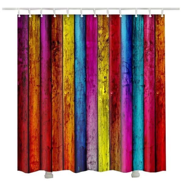trä duschdraperi ny ankomst design färgglatt regnbågträ