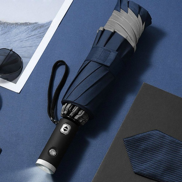 Automatiskt omvänt fällbart paraply LED-reflekterande band