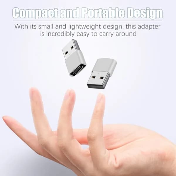 2 kpl USB-C–USB-sovitin tiedonsiirtoon ja lataukseen, hopea