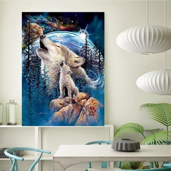 30*40cm, 5D Diamond Painting Kit, Howling Wolf