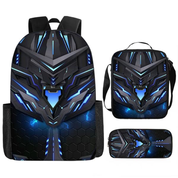 Skolryggsäck, matsäck, pennfodral eller 3-delat set i mekanisk stil för barn Design 2 Backpack