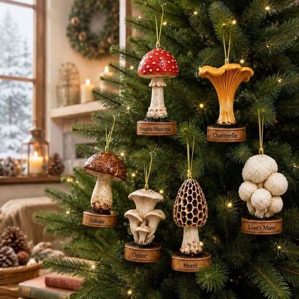 Jule-adventskalender, 24-dages retro svampe-akrylpynt
