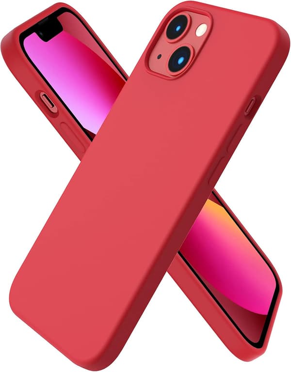 iPhone 13 Case, Liquid Silicone Case for 6.1 inch iPhone 13, Ultra-thin Case, Full Coverage Shockproof Protective Soft Case Red