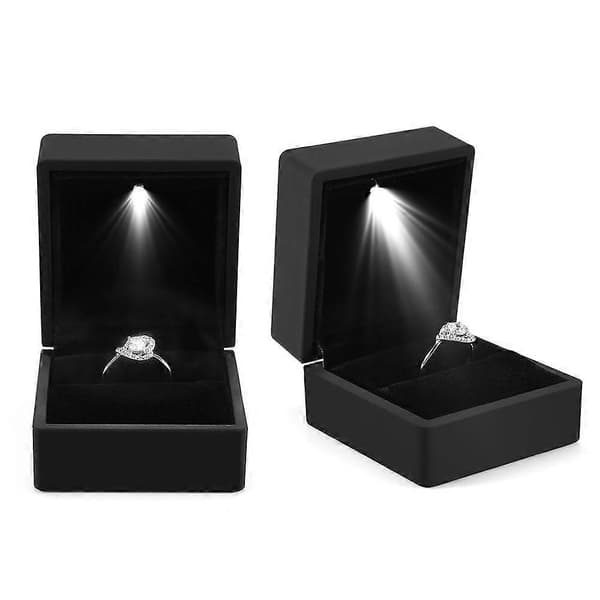 LED-ringboks Opplyst ringboks for frieri Ringboks med LED-interiørlys for forlovelse Bryllup