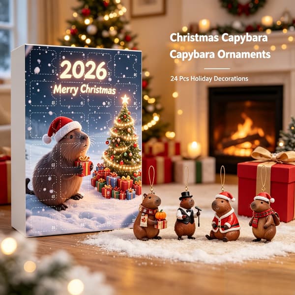 2026 Capybara-adventskalender, 24-dagars julnedräkning med miniprydnader