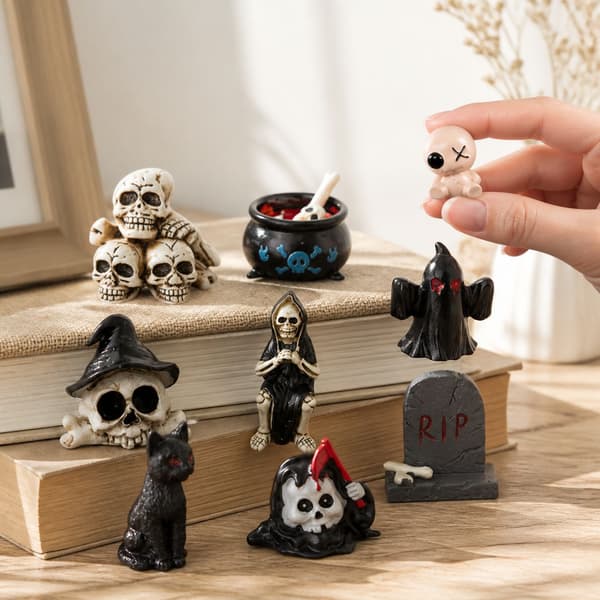 9-dages Halloween-julekalender, overraskende mini-pynt i harpiks