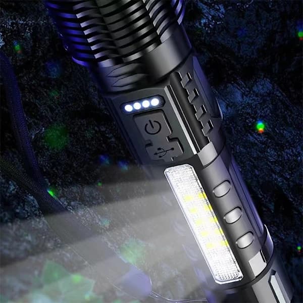 Superkraftig LED-lommelygte 20.000 lumen, USB-genopladelig