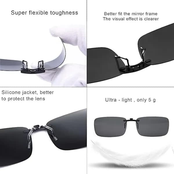 Polariserte unisex clip-on solbriller - egnet for reseptbelagte briller