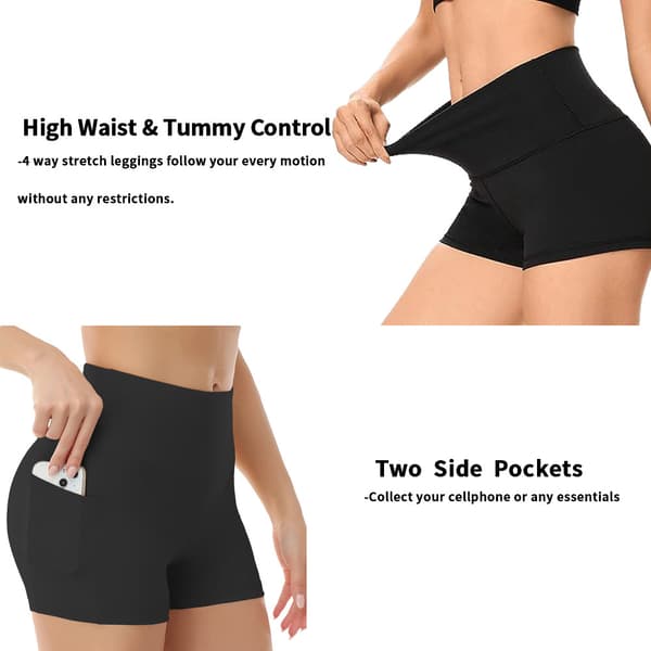 Yogashorts för kvinnor med hög midja och sidofickor för telefon Deep Grey S