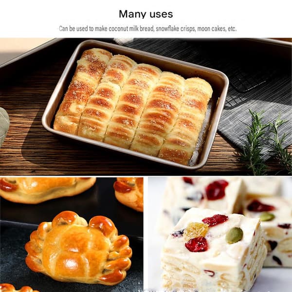 Bageplade 24 * 18 cm, non-stick bageplade i rustfrit stål, kagebageplade, ovn, roulade, kage (sort, lille) 【Regular】 Small black baking tray
