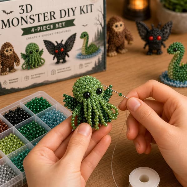 4 stk dyreperler DIY Tiny 3D perlesæt dyr DIY sæt designerperler og håndværk med instruktioner (4 stk-D) 4Pcs-D