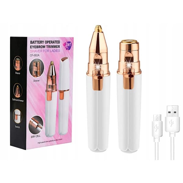 2 in 1 Rechargeable Eyebrow and Facial Hair Removal White