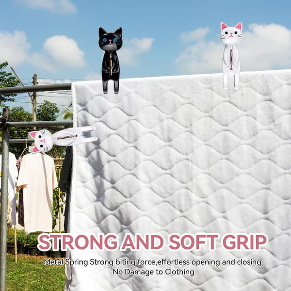 4-pack Large Cat Design Clothespins, Windproof Beach Towel Clips, Adorable Pool Cover Clips