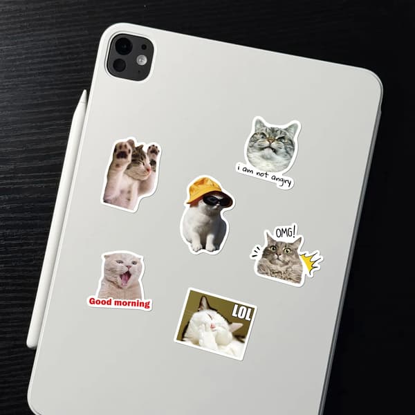 50 katte-emoji-pakker for DIY-notatbok og koffert til barn
