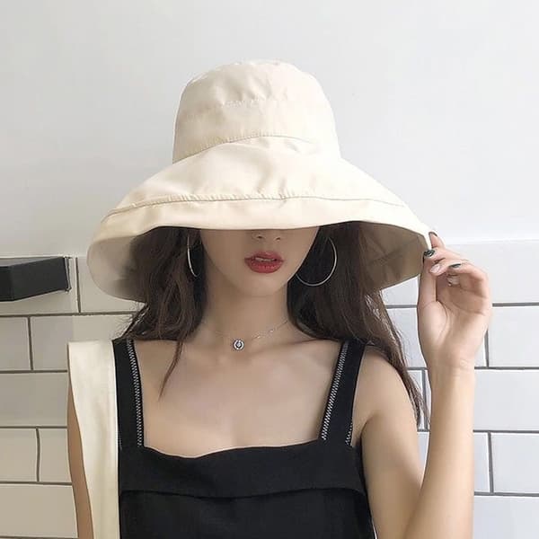 Solid Color Fisherman Hat Foldable Fashionable Summer Hat for Commuting Black