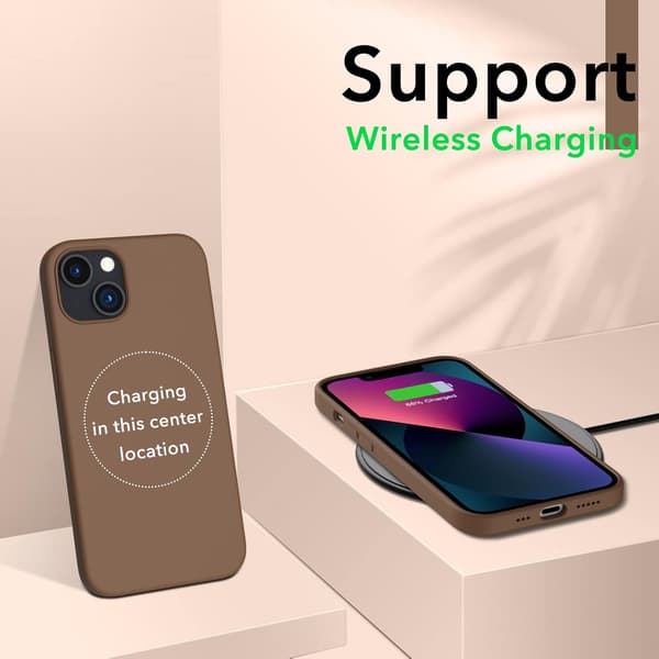 iPhone 13 Case, Liquid Silicone Case for 6.1 inch iPhone 13, Ultra-thin Case, Full Coverage Shockproof Protective Soft Case Chocolate