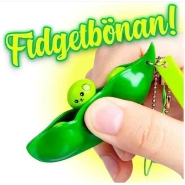 Sensorisk grønt legetøj, mungbønner, fidget spinners, legetøj