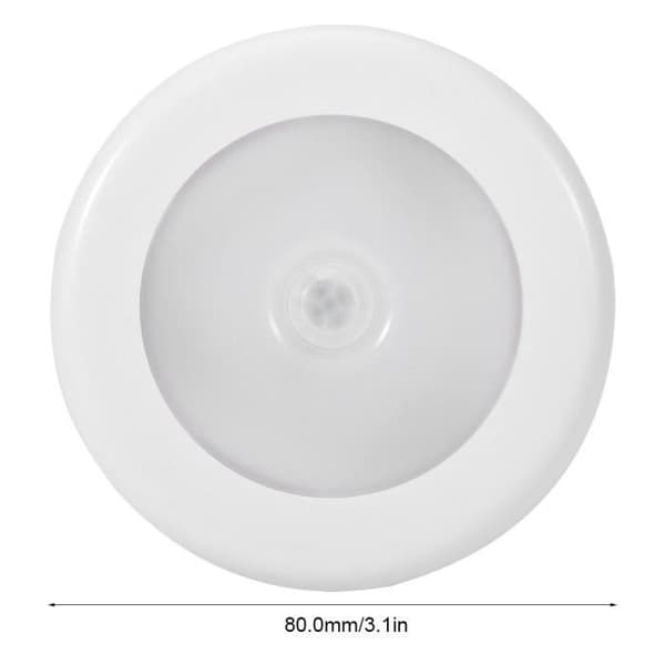 (Hvit) Tbest Trappenattlampe Rund Automatisk Bevegelse Infrarød Sensor Nattlampe 6 LED Trappelampe (hvit)