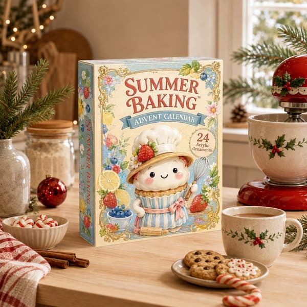 Bage- og dessert-julekalender, 24-dages jule-nedtælling med akrylpynt