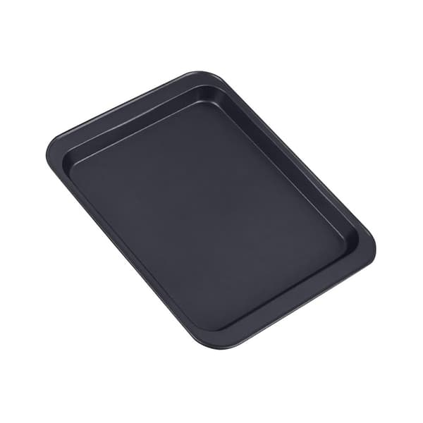 Bageplade 24 * 18 cm, non-stick bageplade i rustfrit stål, kagebageplade, ovn, roulade, kage (sort, lille) 【Regular】 Small black baking tray