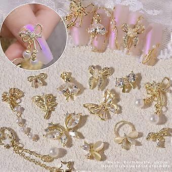 Zircon Butterfly Bow Pendant Nail Art Decorations Crystal DIY Manicure Accessories Style 2401