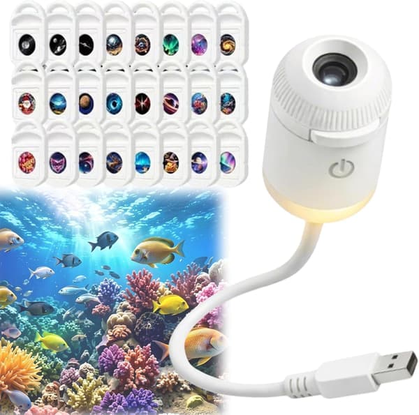 HD Smart Dynamic 5D Holographic Night Light Projector, Plug and Play HD Star Projector, 360° USB Galaxy and Moon Projector Lamp 24 films