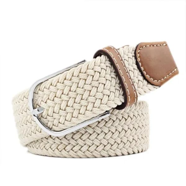 Lerret elastisk linning, midjeomkrets 26-36 tommer, beige