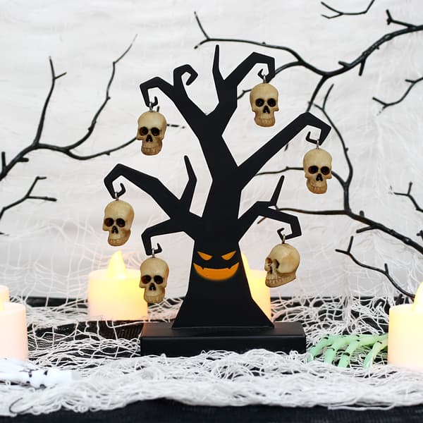 Gotisk Skelettræ Havepynt, 6,3 tommer Halloween-dekoration