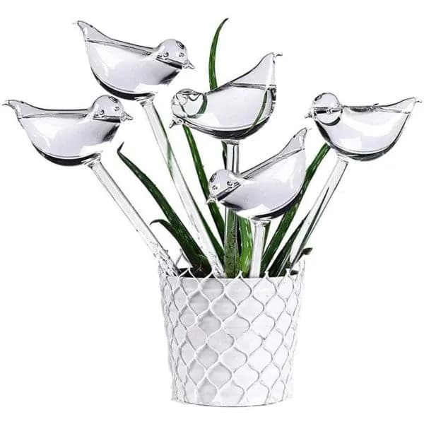 10-pack självsugande vattenglas transparenta fågelformade sfäriska växter