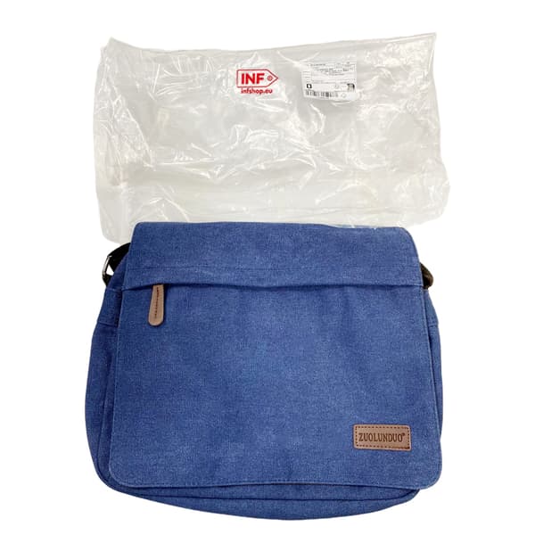 Messenger bag Crossbody-väska i canvas och läder Mörkblå