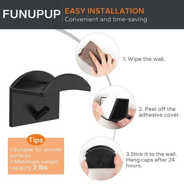 16-pakning selvklebende veggmonterte hatteholdere, ingen boring