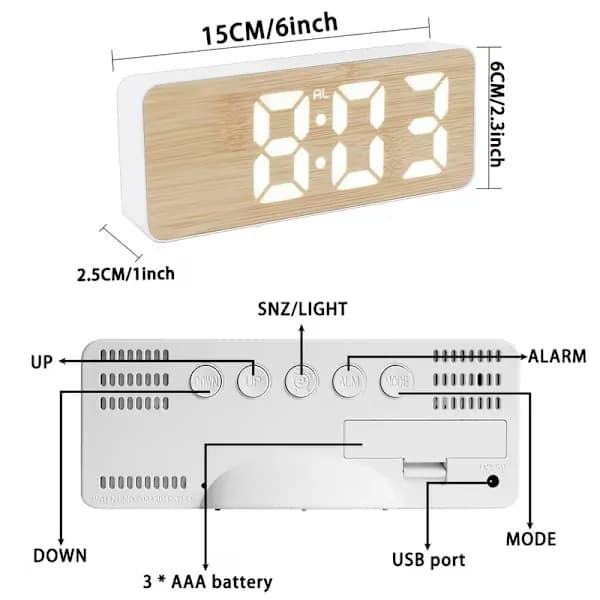 Mini Tyst Digital Väckarklocka – Enkel USB/Batteridriven Skrivbordsväckarklocka, Lämplig för Sovrum och Studentrum, Rosa