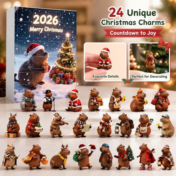 2026 Capybara-adventskalender, 24-dagars julnedräkning med miniprydnader