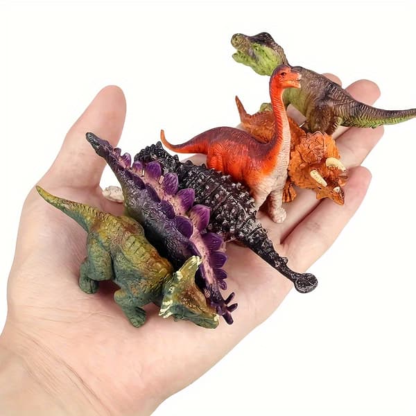 6-pakning mini dinosaurfigurer, hage- og skrivebordspynt i plast