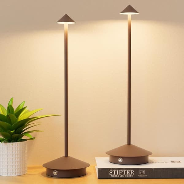 2-pakke Bordlampe / Skrivebordslampe - Trådløs LED-lampe Brun