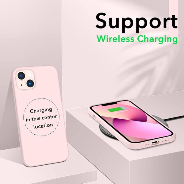 iPhone 13 Case, Liquid Silicone Case for 6.1 inch iPhone 13, Ultra-thin Case, Full Coverage Shockproof Protective Soft C Chalk pink