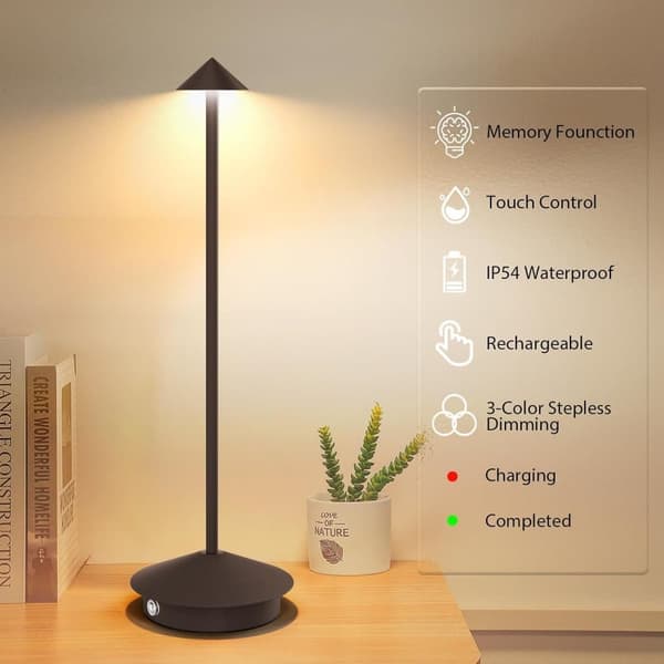 2-pak bordlampe / skrivebordslampe - Trådløs LED-lampe Brun