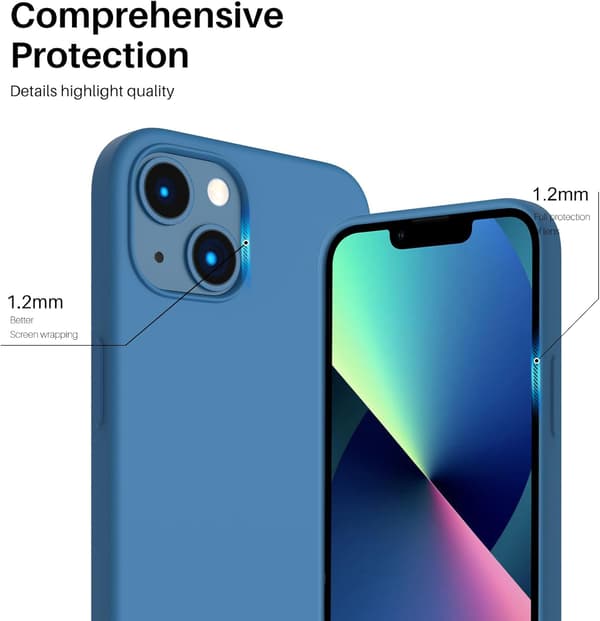 iPhone 13 Case, Liquid Silicone Case for 6.1 inch iPhone 13, Ultra-thin Case, Full Coverage Shockproof Protective Soft Case Blue