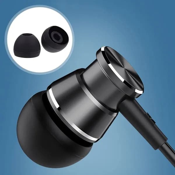 Silikone ørepuder til 4,5-6 mm in-ear hovedtelefoner, 3 størrelser, 18 par, sort.