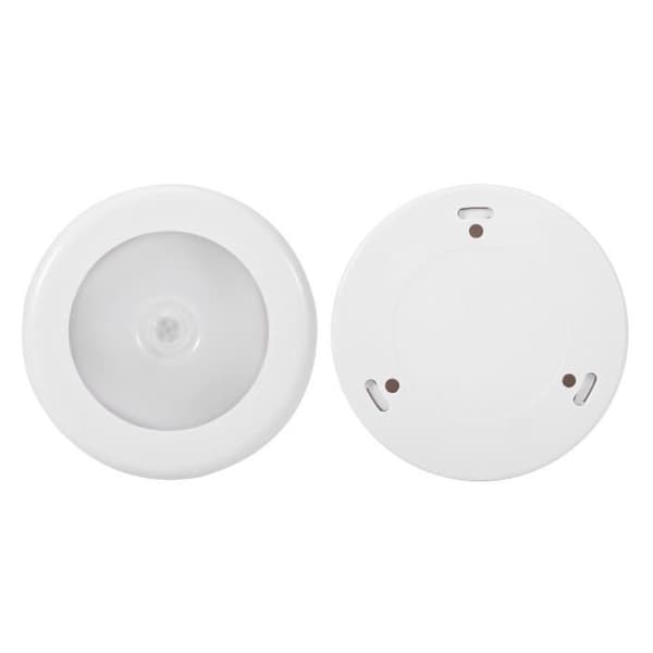 (Hvit) Tbest Trappenattlampe Rund Automatisk Bevegelse Infrarød Sensor Nattlampe 6 LED Trappelampe (hvit)