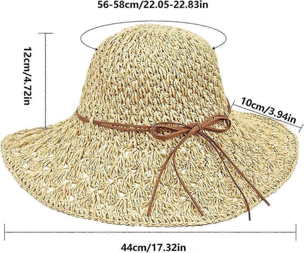 Foldable Women's Anti-UV Sun Hat, Panama Wide Brim Sun Hat, Capeline with Bow Decoration