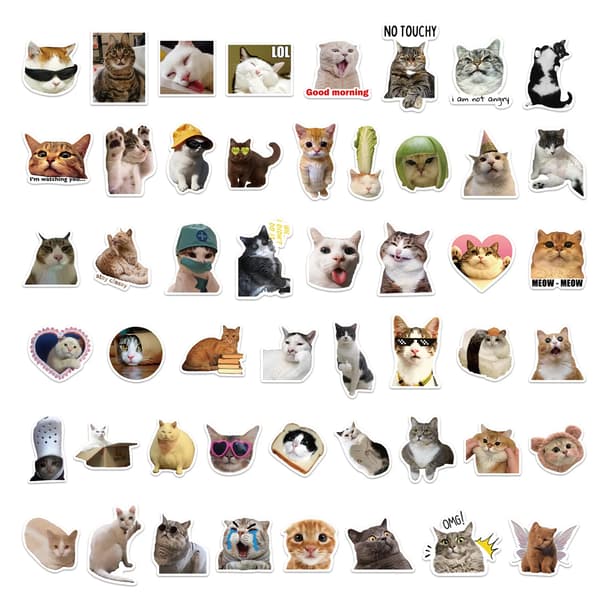 50 katte-emoji-pakker for DIY-notatbok og koffert til barn