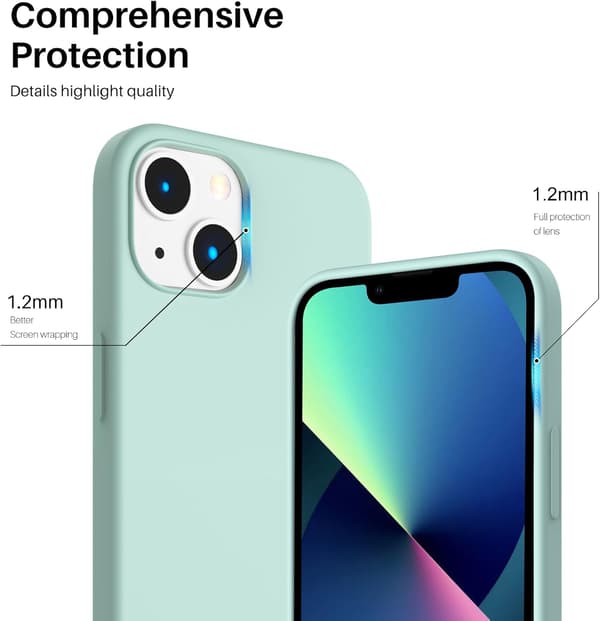 iPhone 13 Case, Liquid Silicone Case for 6.1 inch iPhone 13, Ultra-thin Case, Full Coverage Shockproof Protective Soft Case Mint Green