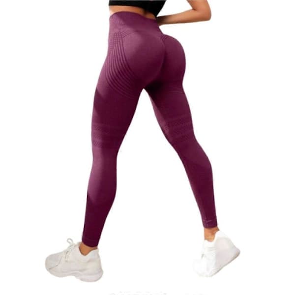 Dame højtaljede 3D-teksturerede træningsleggings med mavekontrol Red XL