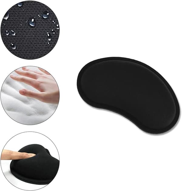 1 stk. håndledsstøtte til mus, håndledsstøtte med memoryskum, ergonomisk til aflastning af håndleddet, sort musemåtte sæt, håndledsstøtte til mus