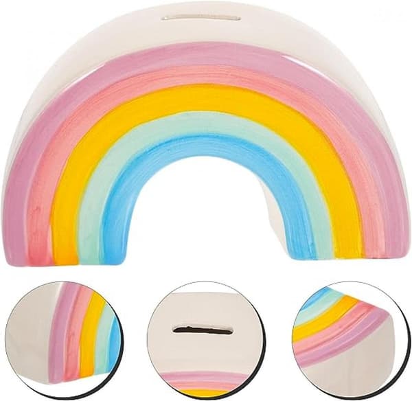 Regnbuedesign Keramisk Sparegris Pengeboks Pengeoppbevaringsboks Sparegris for Barn Bryllup Hjem Barneromsdekor
