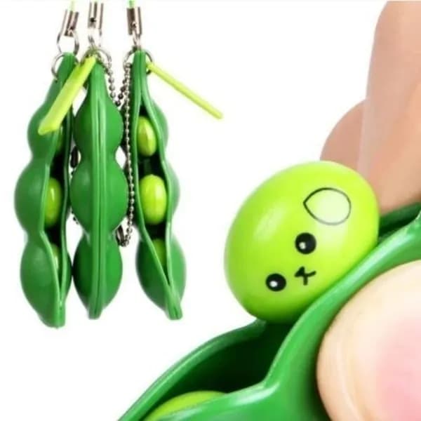 Sensorisk grønt legetøj, mungbønner, fidget spinners, legetøj