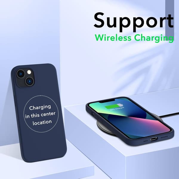 iPhone 13 Case, Liquid Silicone Case for 6.1 inch iPhone 13, Ultra-thin Case, Full Coverage Shockproof Protective Soft Case Navy blue
