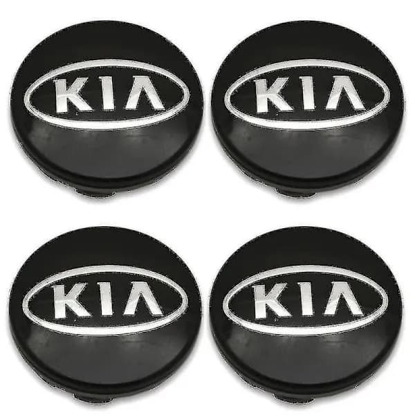 4-pak sorte Kia bilhjulscenterkapsler/navkapsler, 60 mm