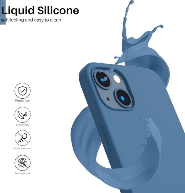 iPhone 13 Case, Liquid Silicone Case for 6.1 inch iPhone 13, Ultra-thin Case, Full Coverage Shockproof Protective Soft Case Blue